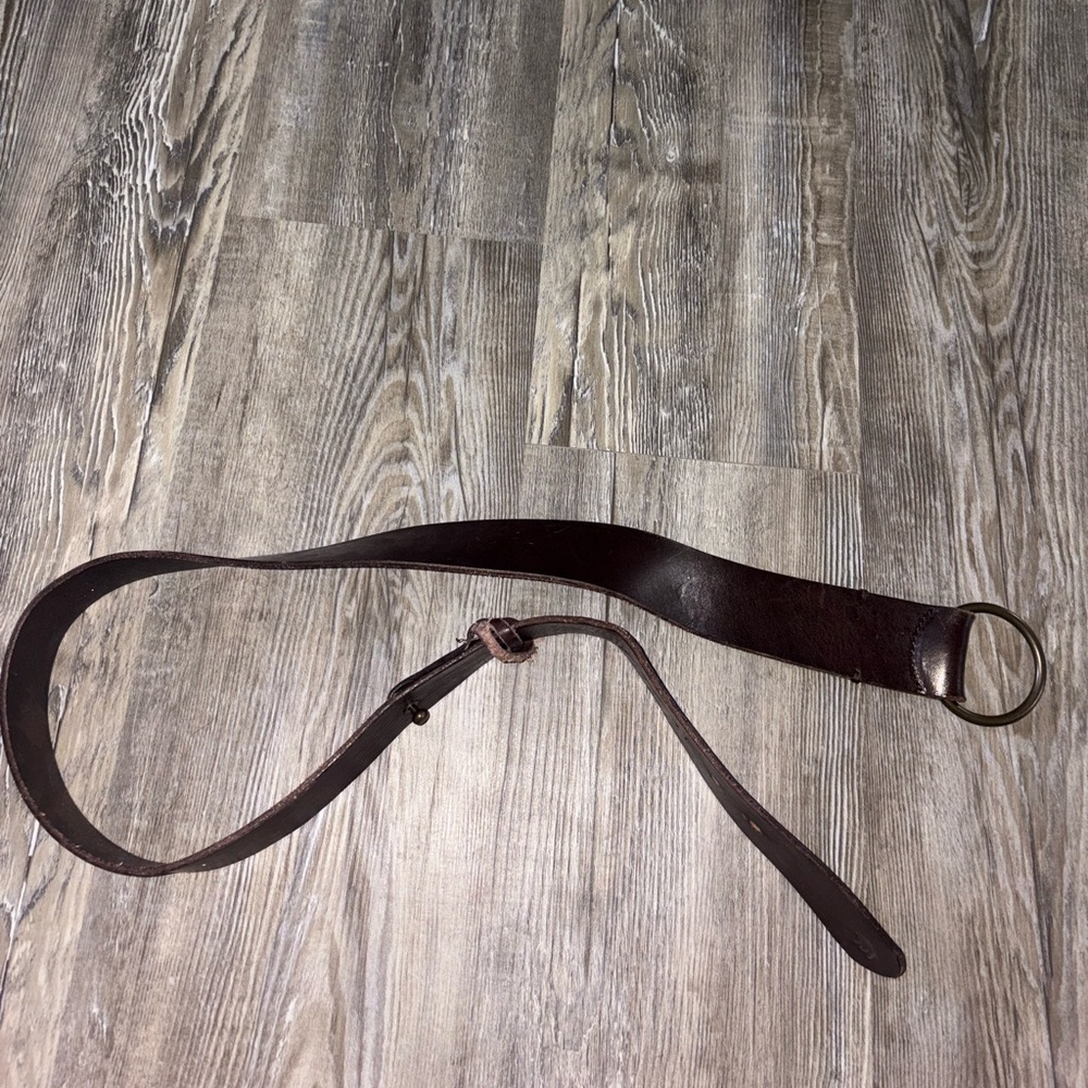 Abercrombie & Fitch Dark Brown Leather Belt with Metal Ring